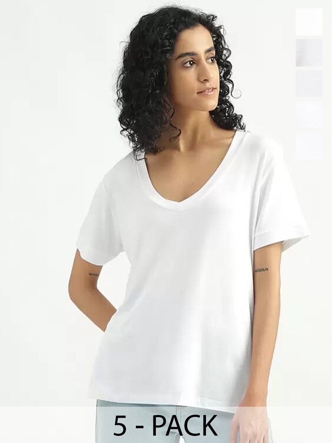 

COLOR CAPITAL Pack Of 5 Short Sleeves T-shirts, White