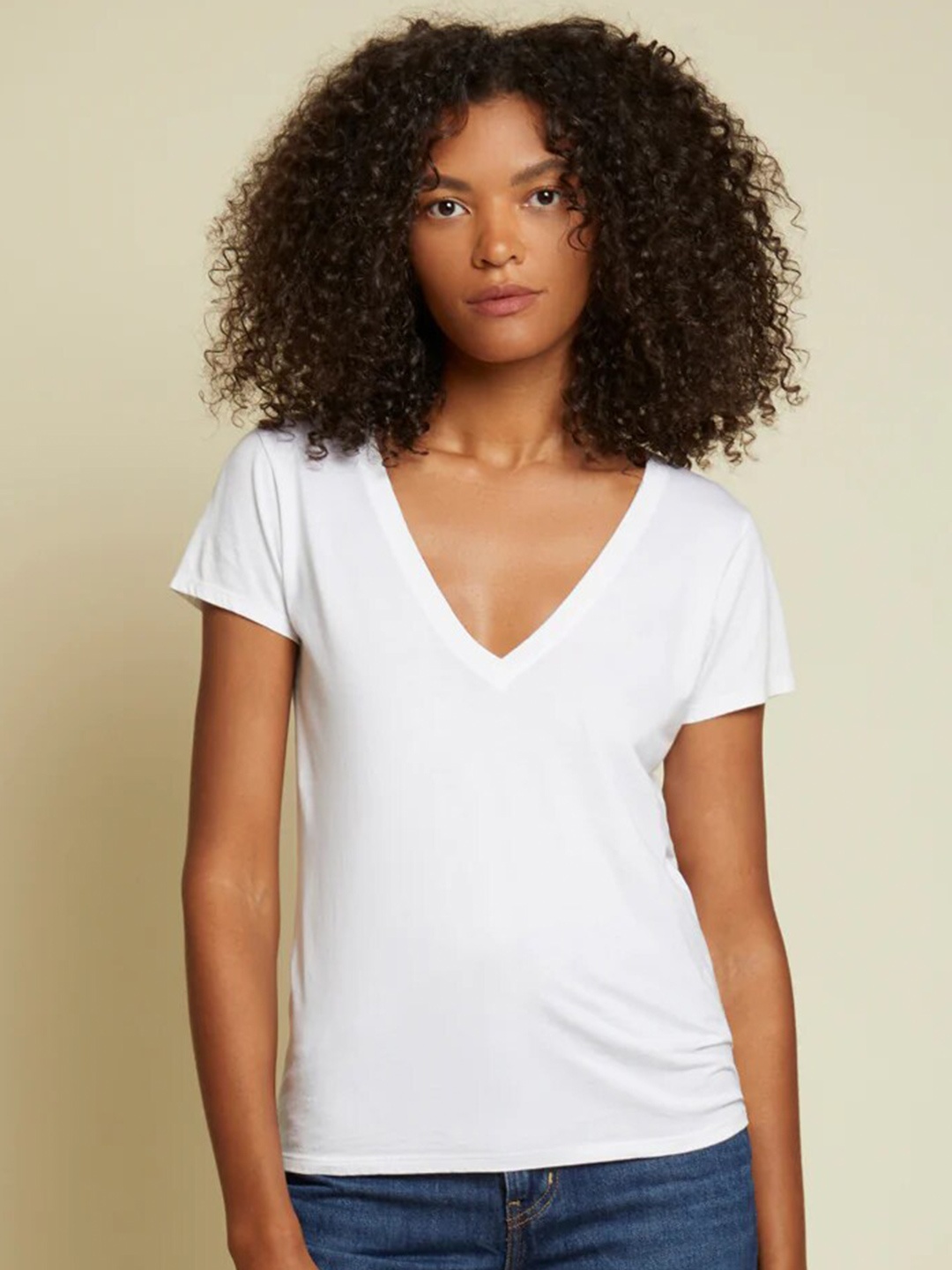 COLOR CAPITAL Pack Of 5 V-Neck Casual T-shirts, White