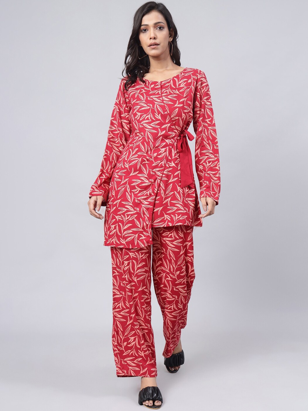 

DAEVISH Floral Printed Tunic With Trousers, Red