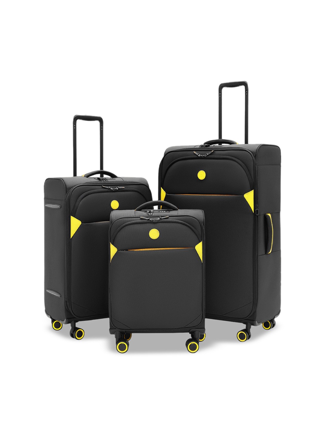 

VERAGE Cambridge Unisex Set Of 3 Soft Sided Trolly Bags, Black