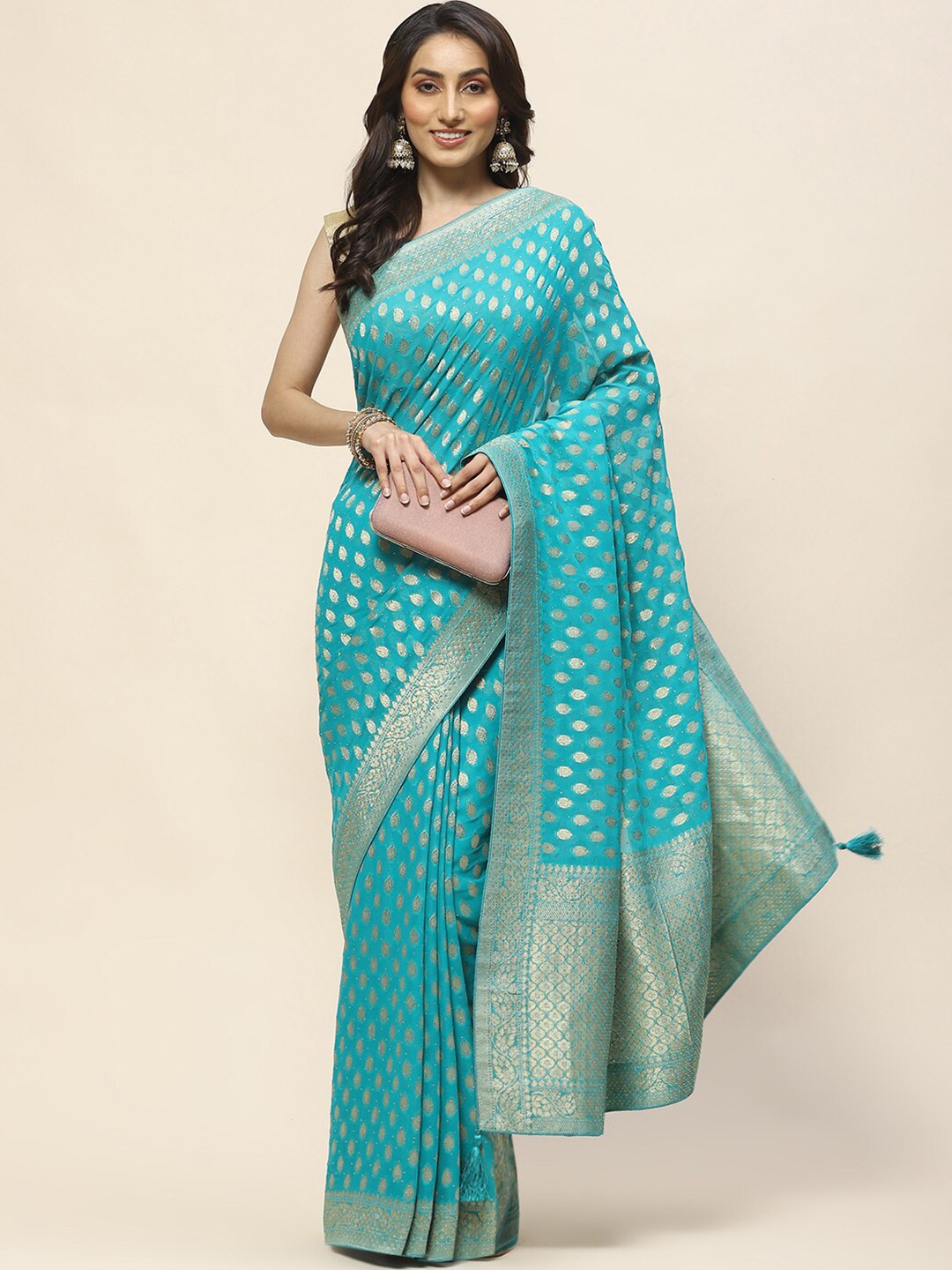 

Meena Bazaar Woven Design Saree, Blue
