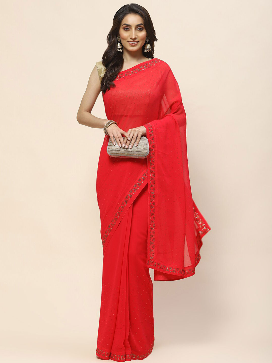 

Meena Bazaar Embellished Beads and Stones Saree, Blue