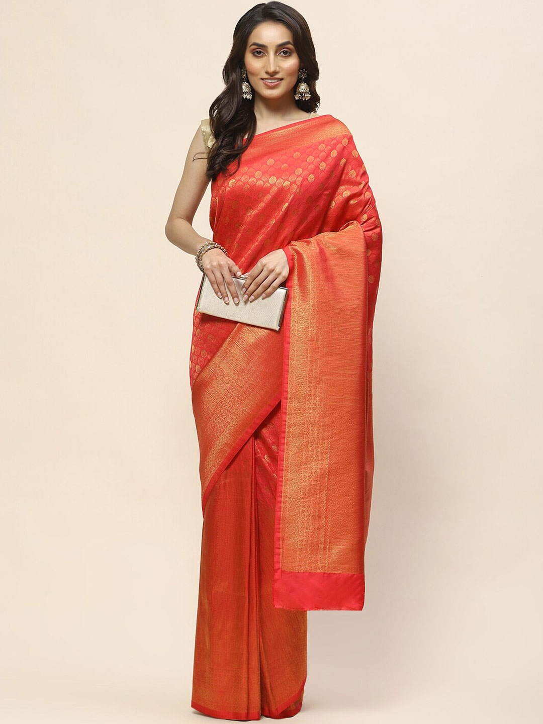 

Meena Bazaar Woven Design Zari Saree, Pink