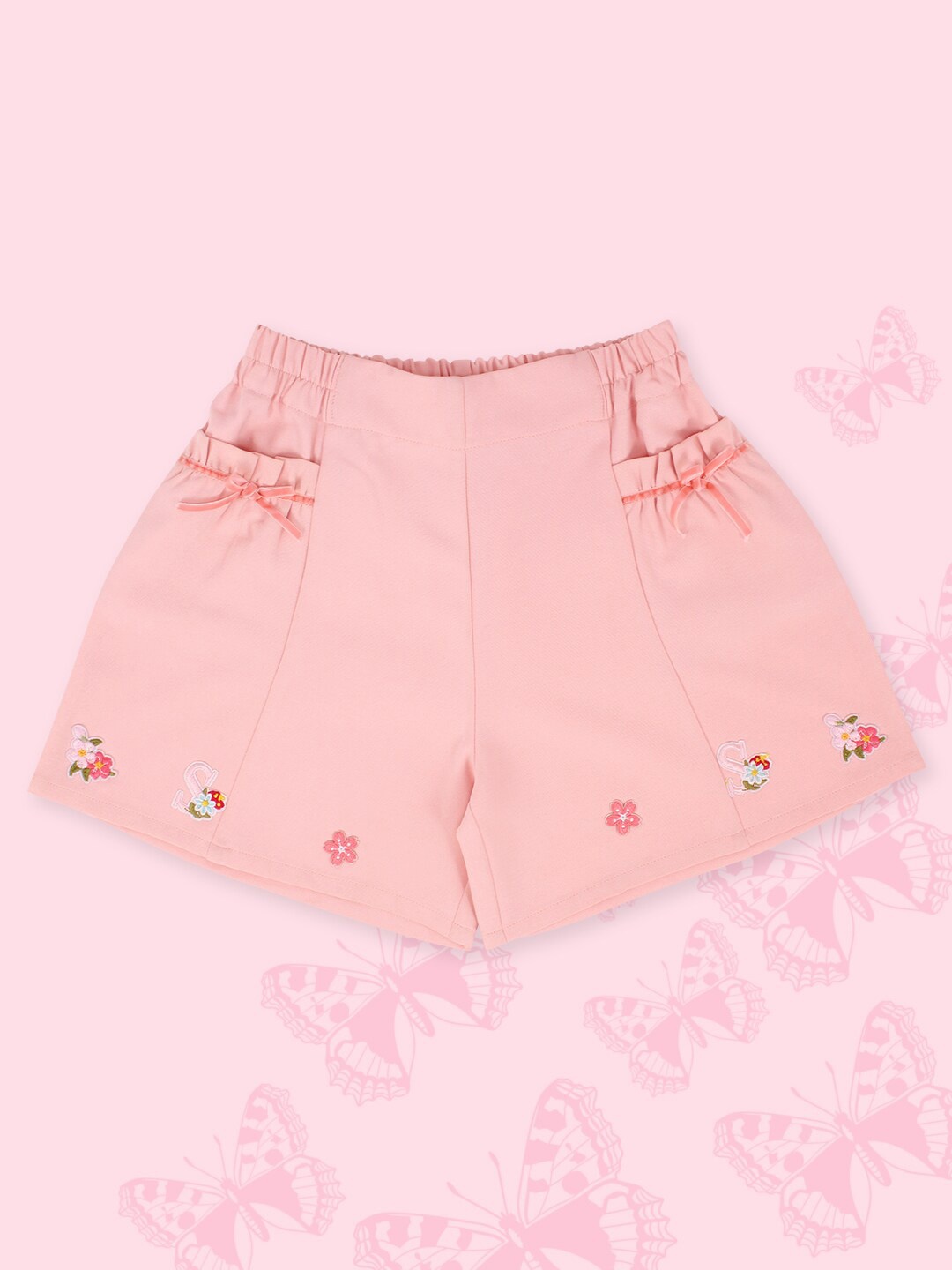 

CUTECUMBER Girls Floral Printed Shorts, Pink