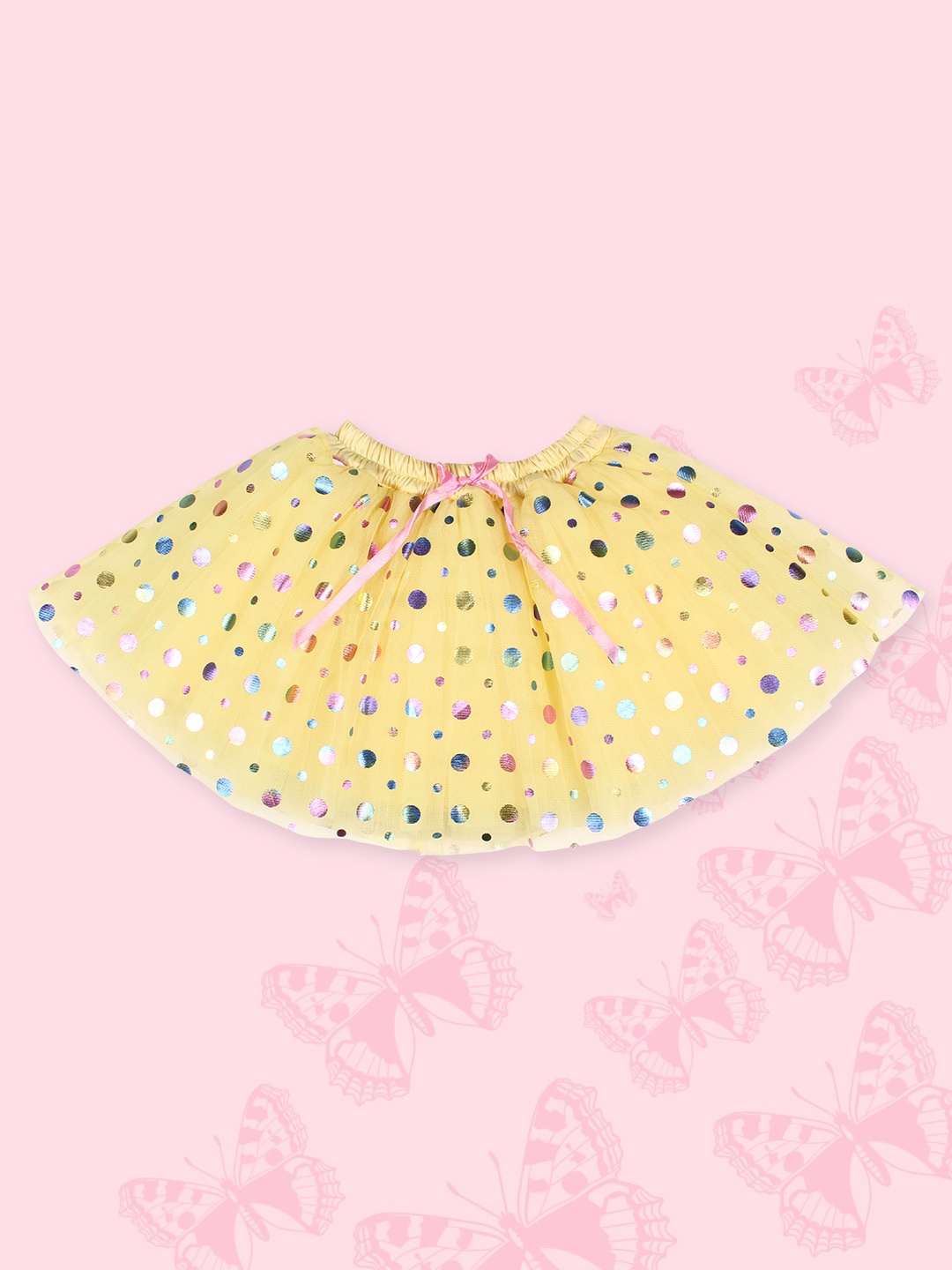 

CUTECUMBER Infant Girls Polka Dot Glittered Flared Skirt, Yellow