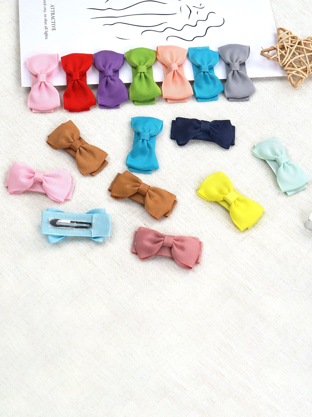 

LYTIX Girls Set Of 12 Assorted Soft Fabric Bow Knot Lace Tic Tac Hair Clips
