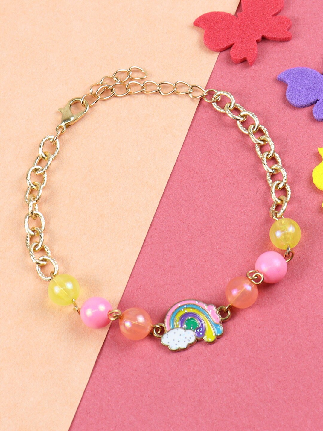 

Asthetika Kids Girls Rainbow Charm Bracelet, Gold