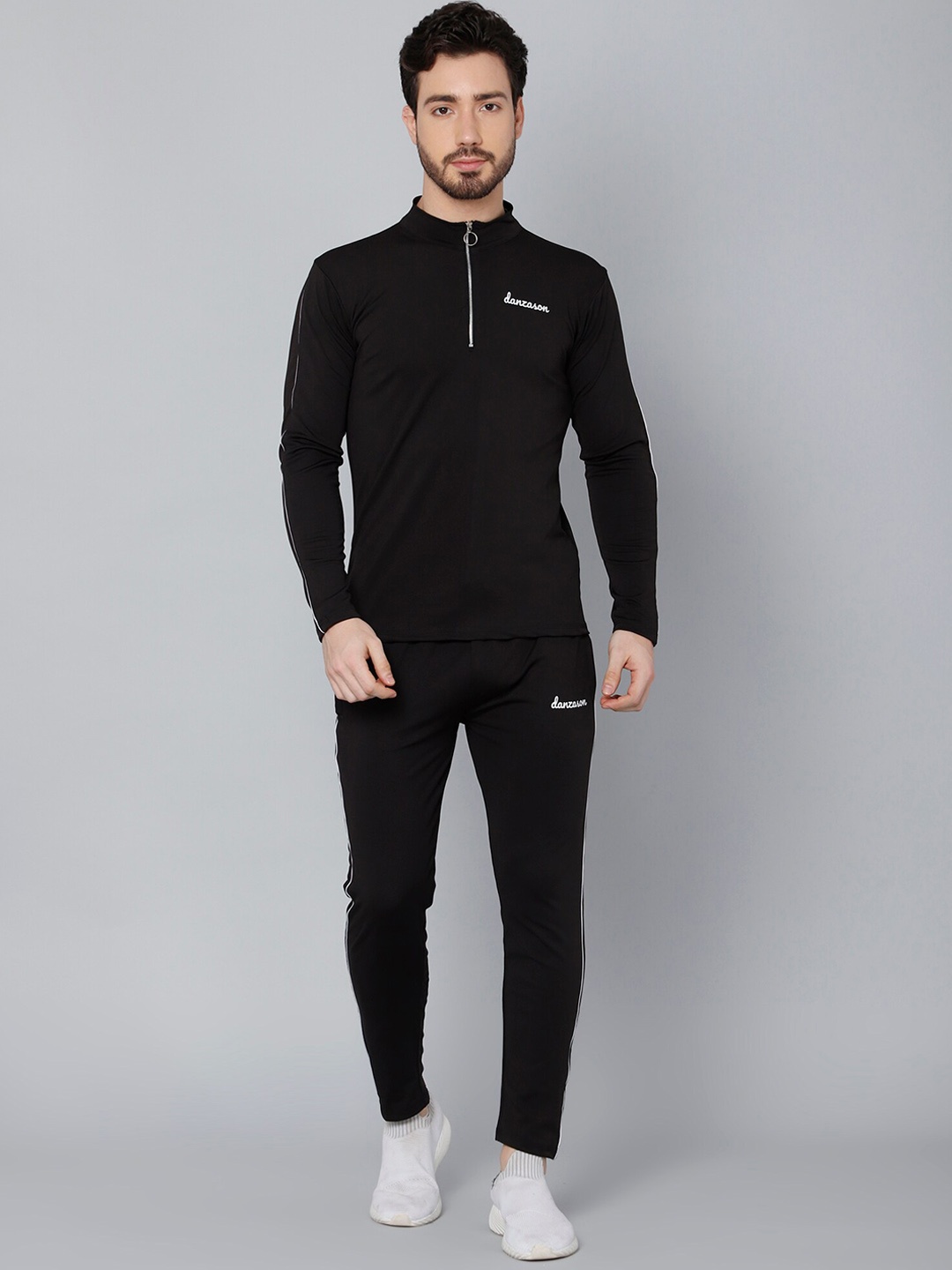 

DANZA-SON Polo Collar Tracksuits, Black