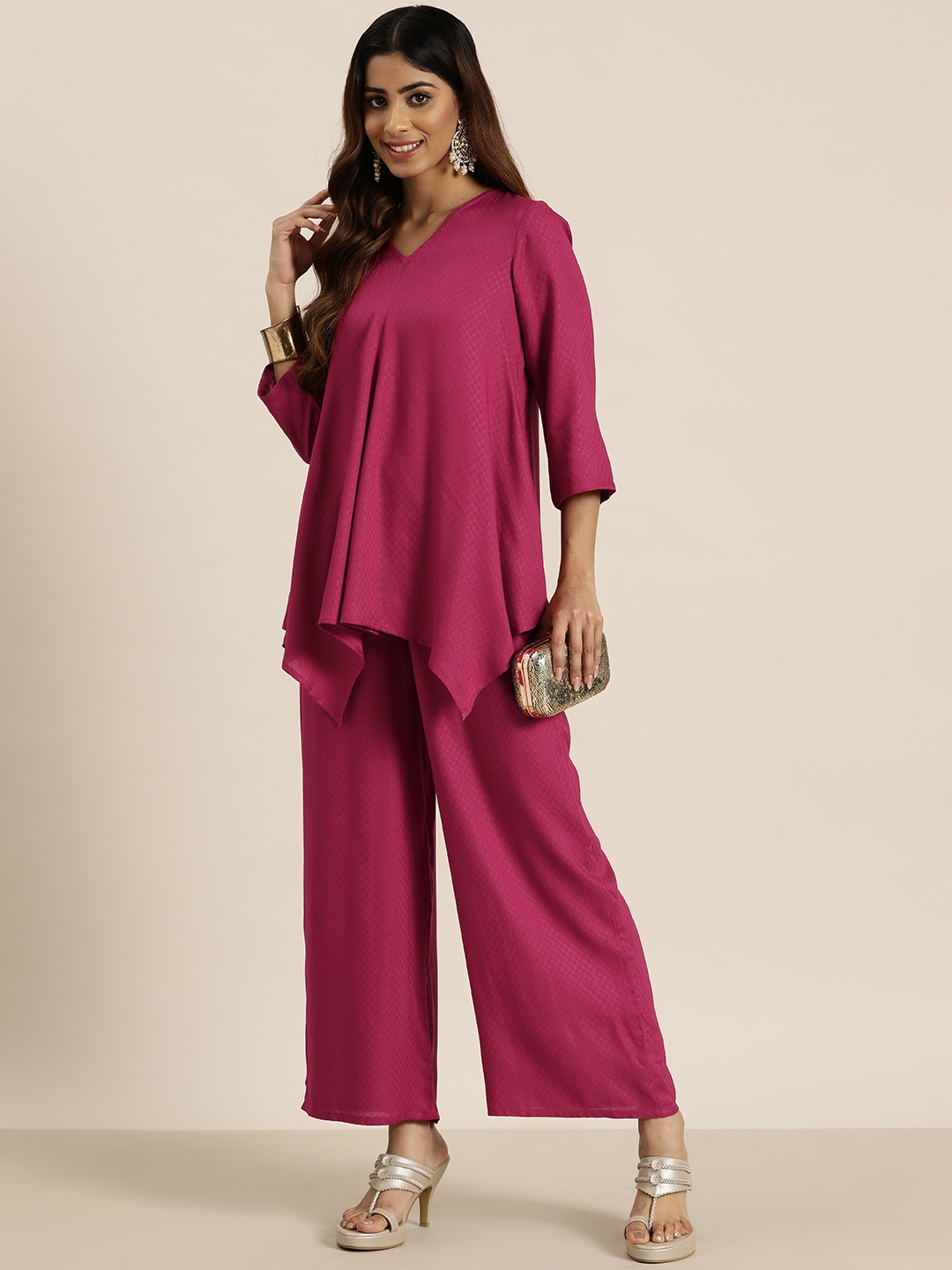 

HERE&NOW Women Self Design Co-Ords, Pink