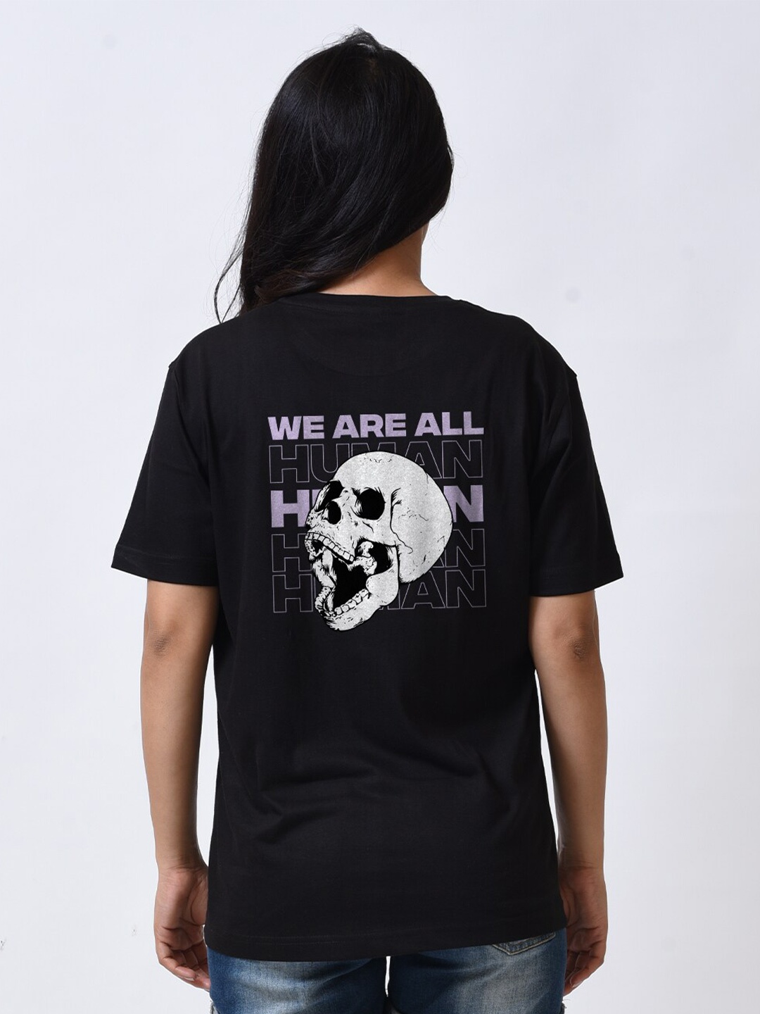 Bloopers Store Graphic Printed Round Neck Cotton T-shirt, Black