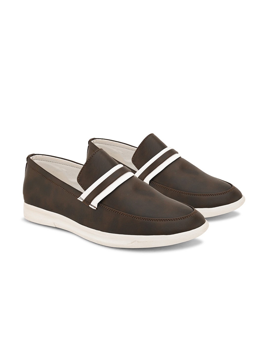 

Mast & Harbour Men Striped Lightweight Loafers, Brown