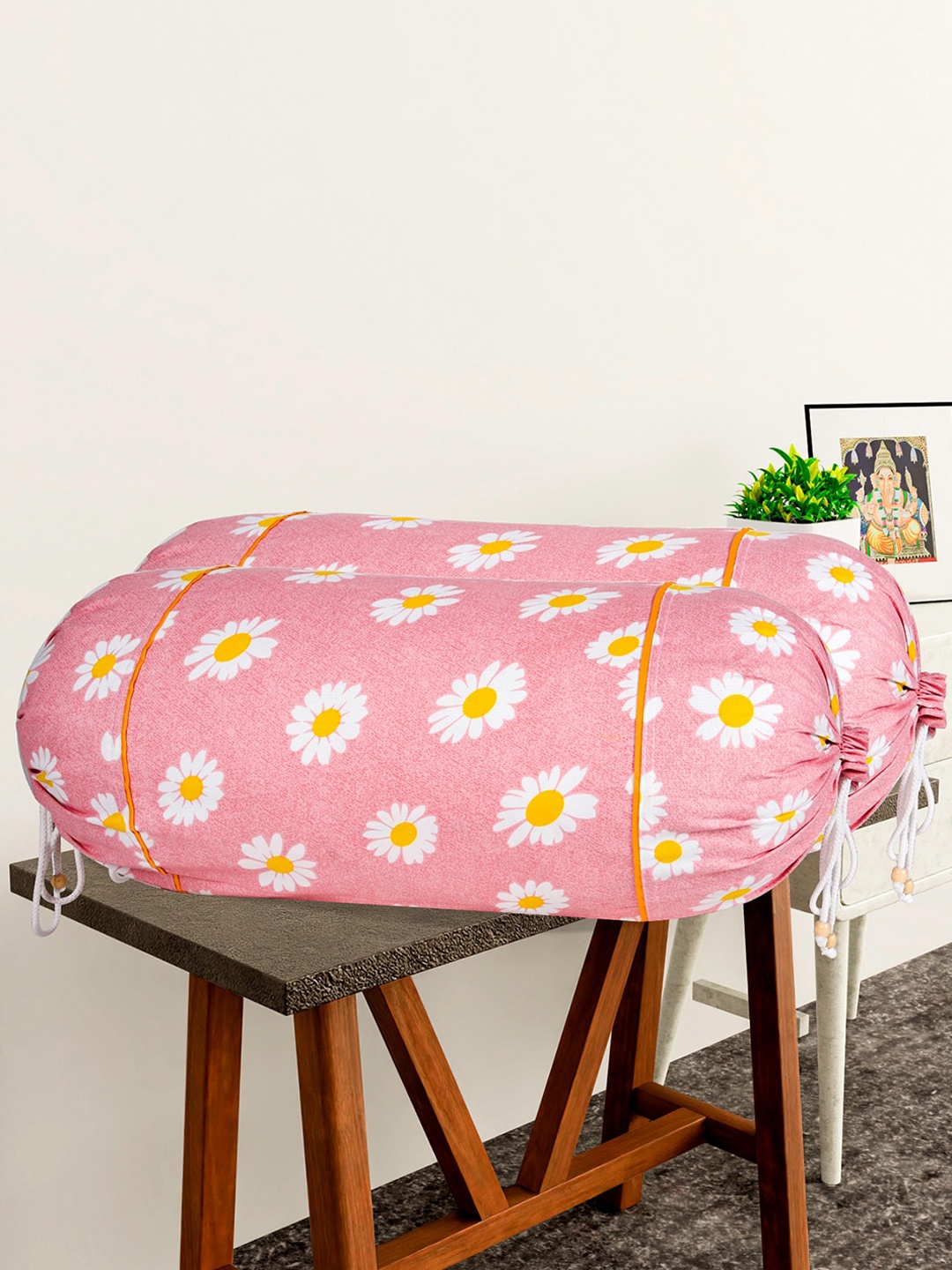 

Kuber Industries Pink 2 Pieces Floral Printed Cotton Bolster Covers