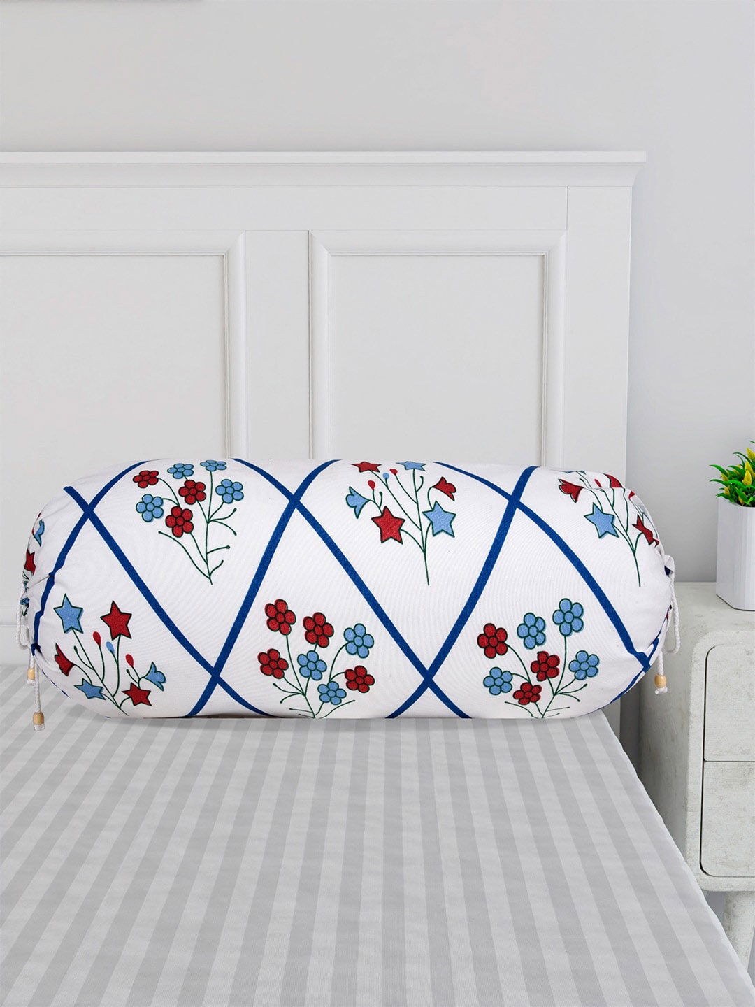 

Kuber Industries 4 Pieces Blue & White Printed Cotton Bolster Covers