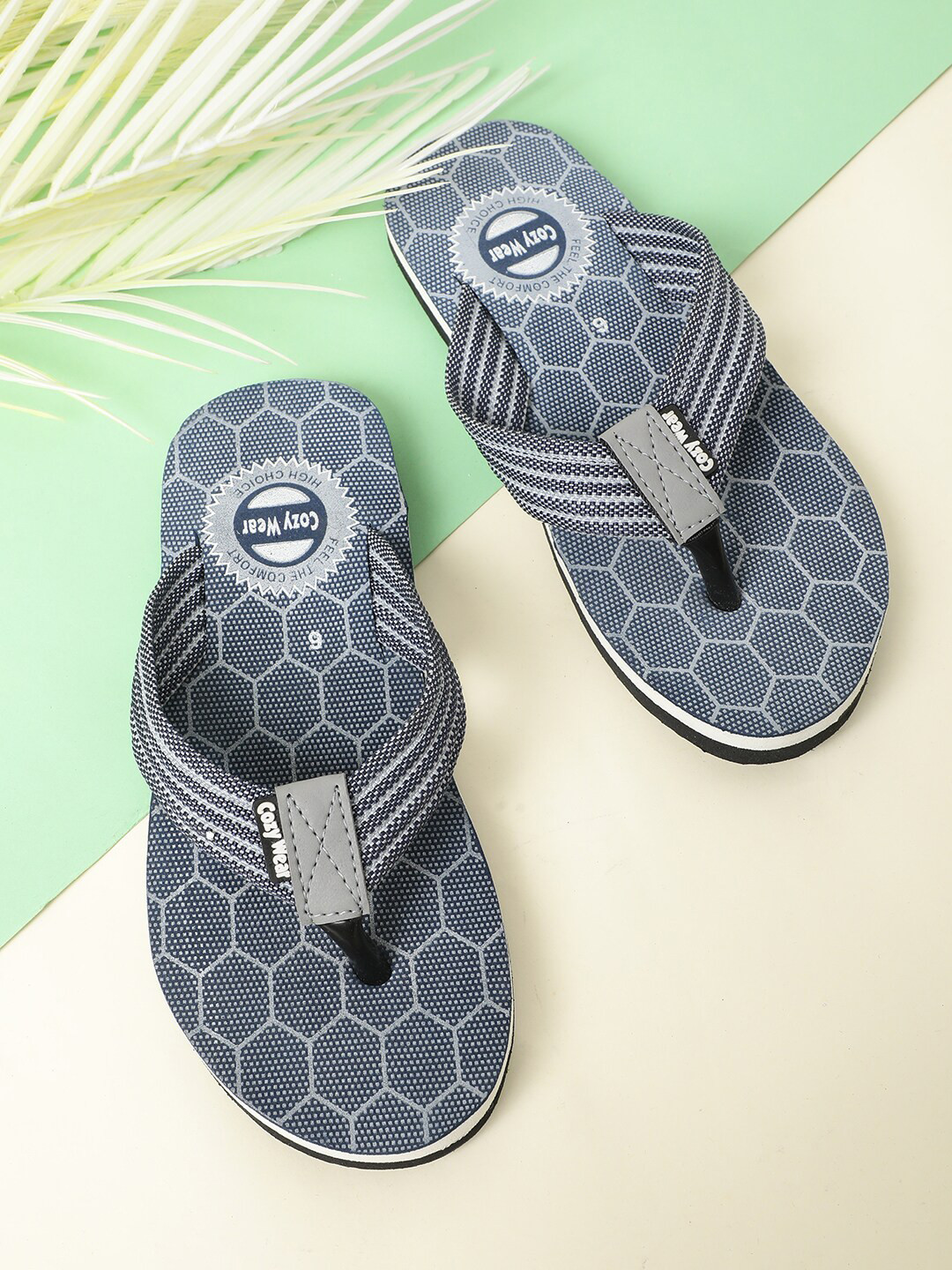 

Cozy Wear Men Printed Thong Flip-Flops, Blue