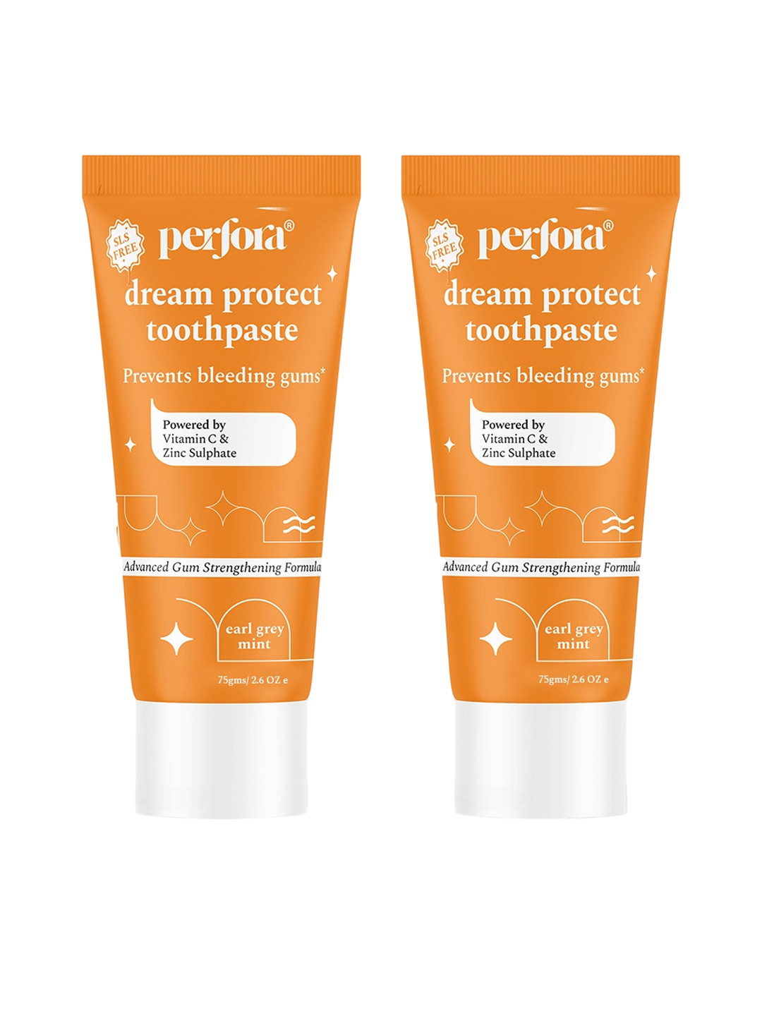 

Perfora Set of 2 Dream Protect Toothpaste 75 g each - Earl Grey Mint, Orange