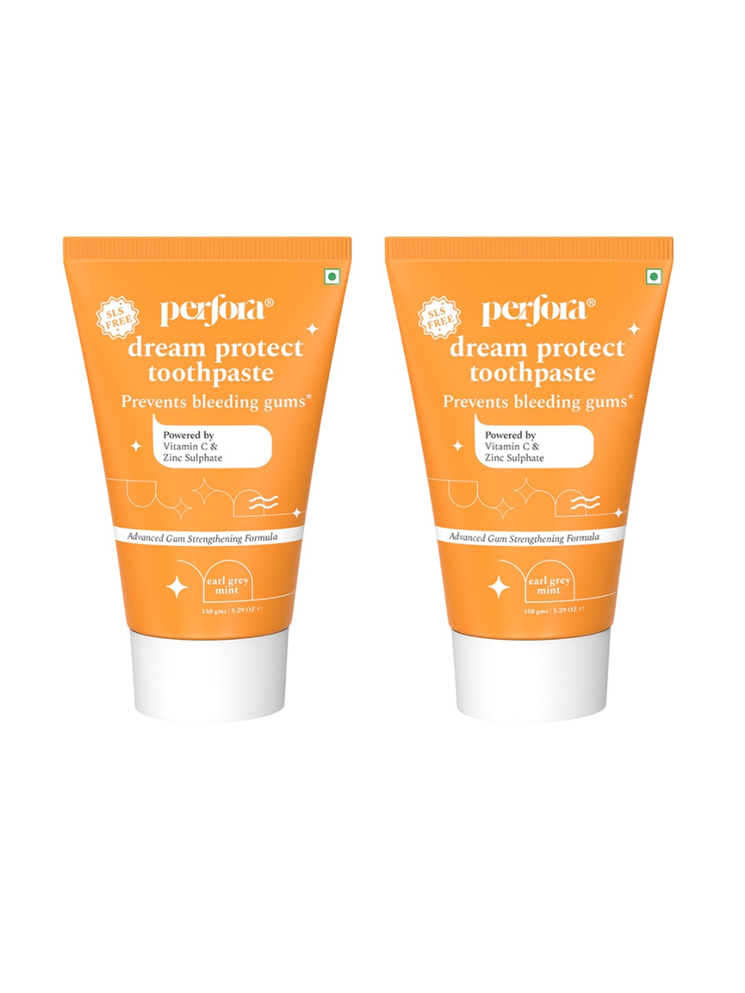 

Perfora Set of 2 Dream Protect Toothpaste 150 g each - Earl Grey Mint, Orange