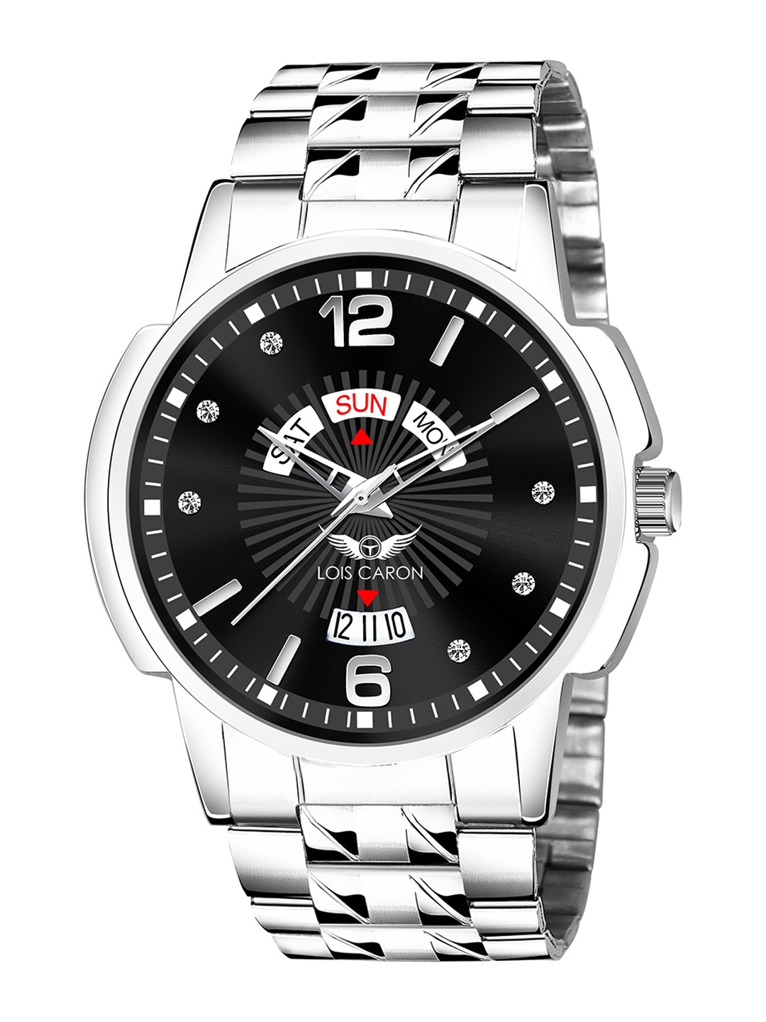 

LOIS CARON Men Printed Dial & Stainless Steel Analogue Calendar Watch LCS-8305, Black