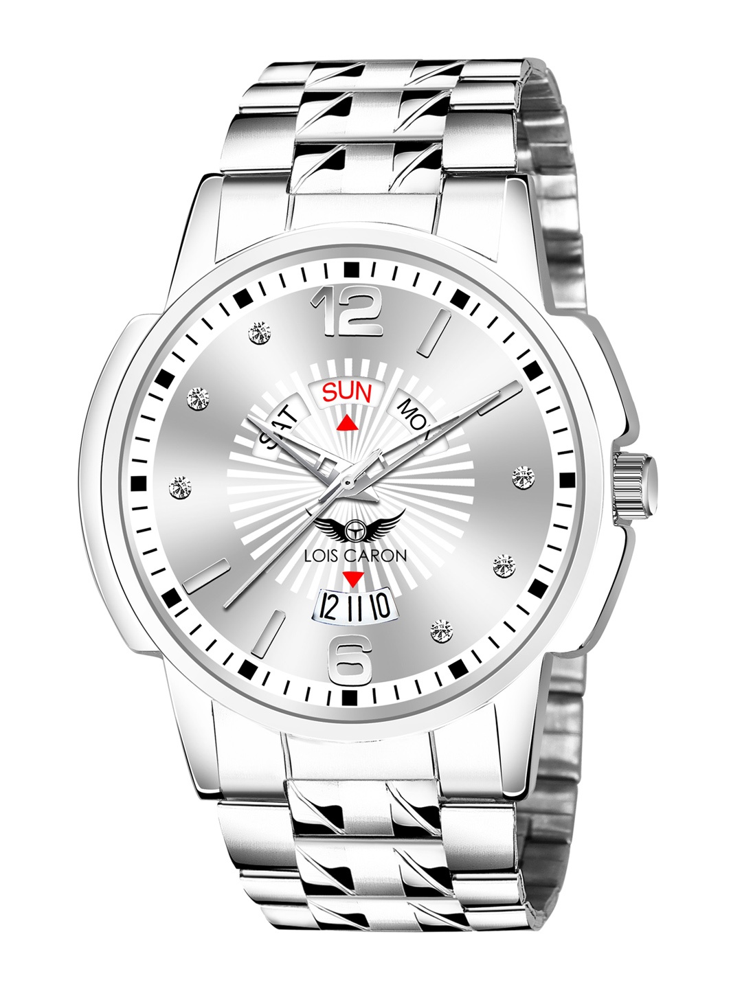 

LOIS CARON Men Textured Dial & Stainless Steel Straps Analogue Watch LCS-8049_Black, White