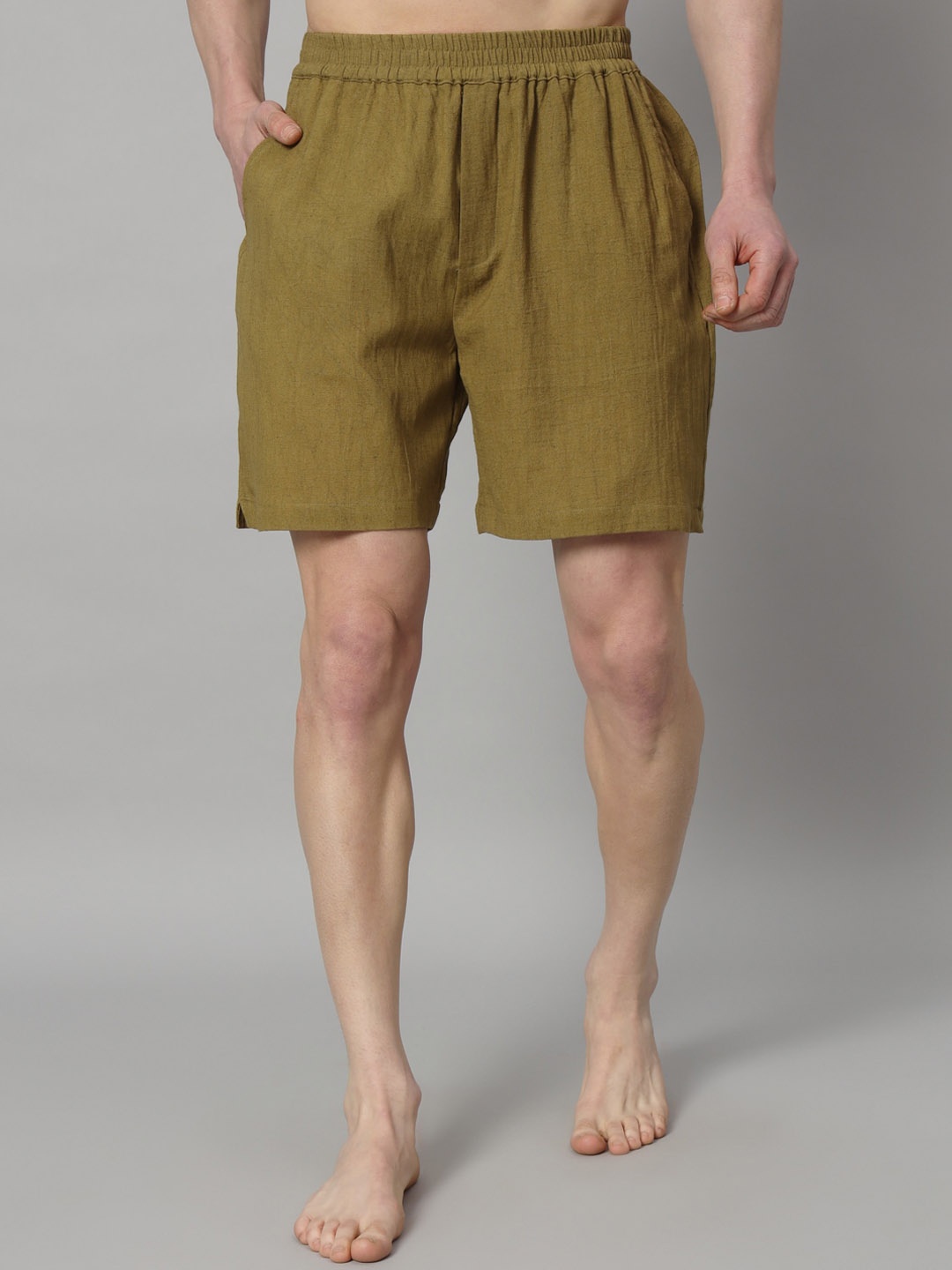 

OWO THE LABEL Mid Rise Organic Linen Boxers OTLMB05-S, Khaki