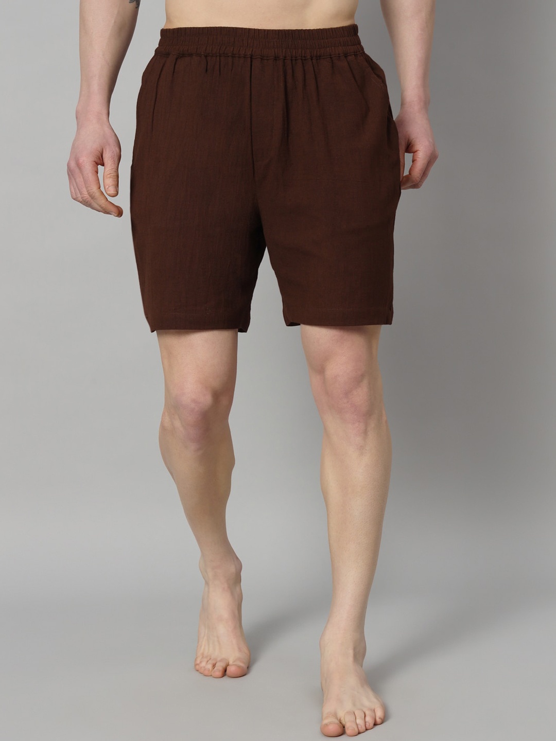 

OWO THE LABEL Mid Rise Organic Linen Boxers OTLMB07-S, Brown
