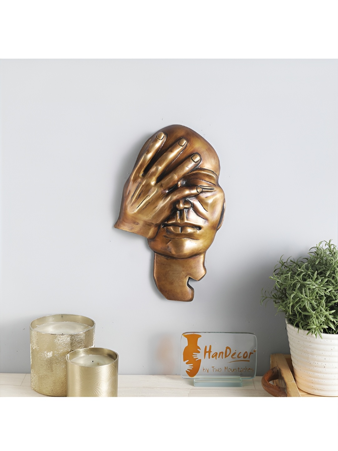 

Two Moustaches Brown The Thinking Man Brass Wall Hanging