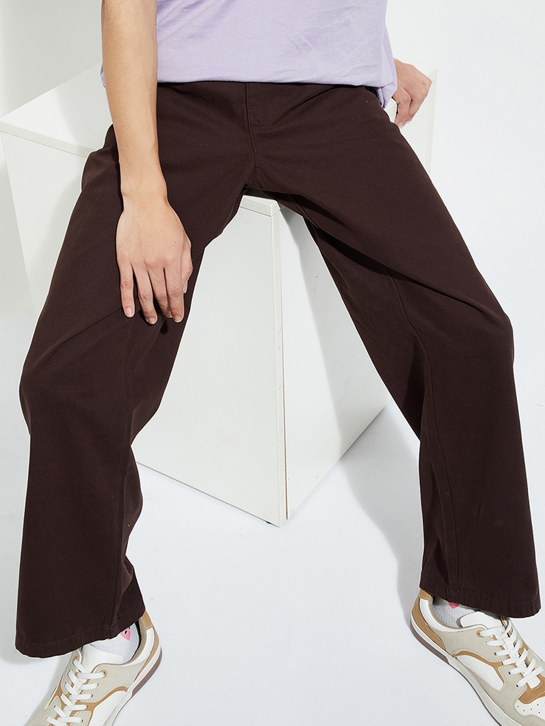 

max URB_N Men Mid Rise Cotton Trousers, Brown