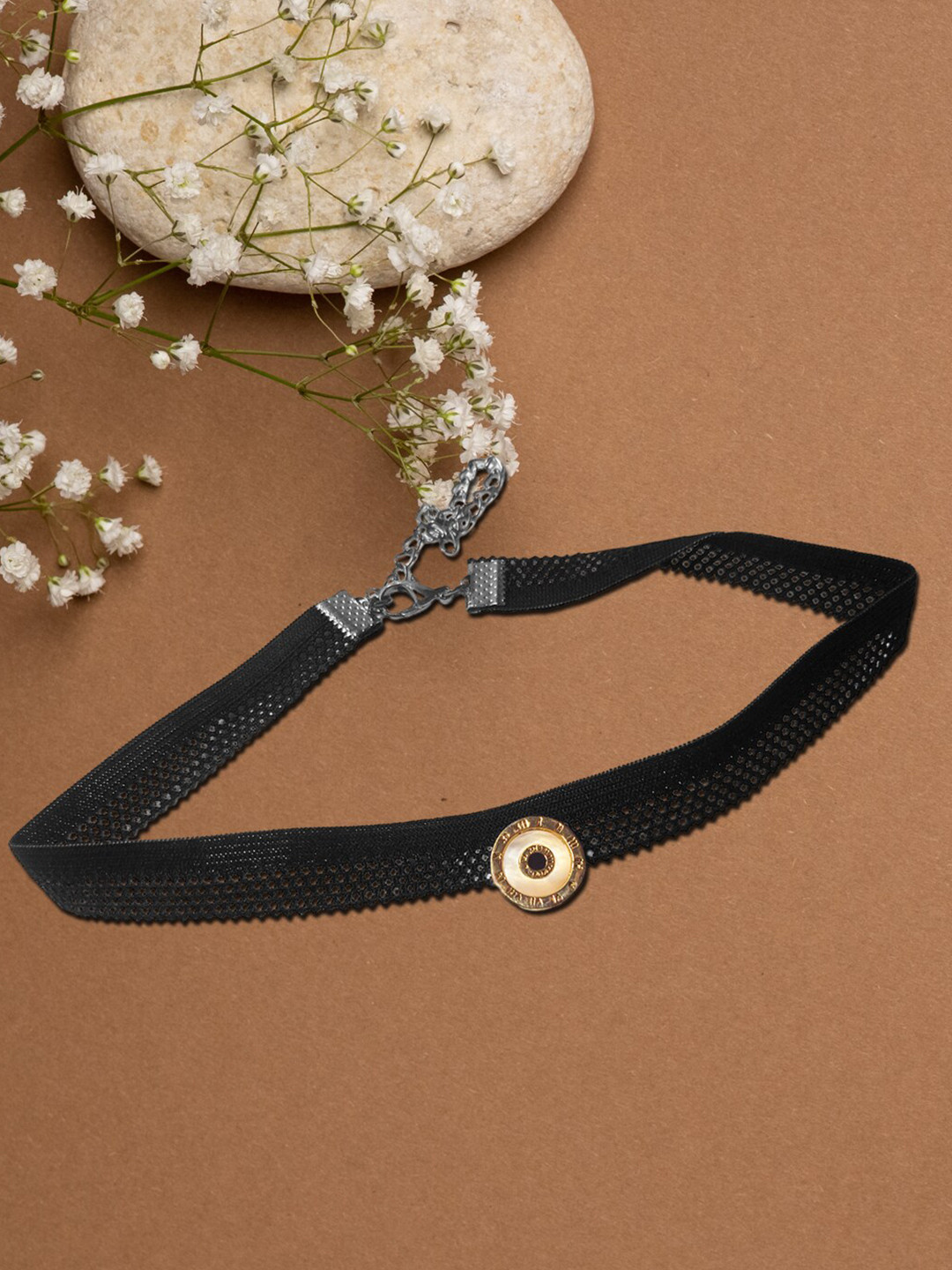 

DressBerry Black Brass Sparkle Delight Crystal Fabric Choker