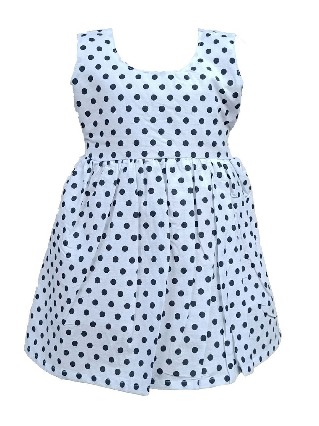 

BAESD Infants Polka Dot Print Round Neck Cotton A-Line Dress, White