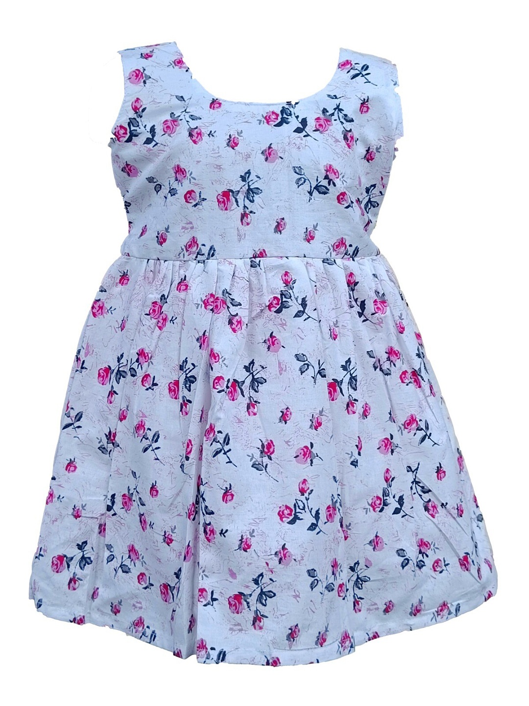 

BAESD Infants Floral Print Round Neck Cotton A-Line Dress, White