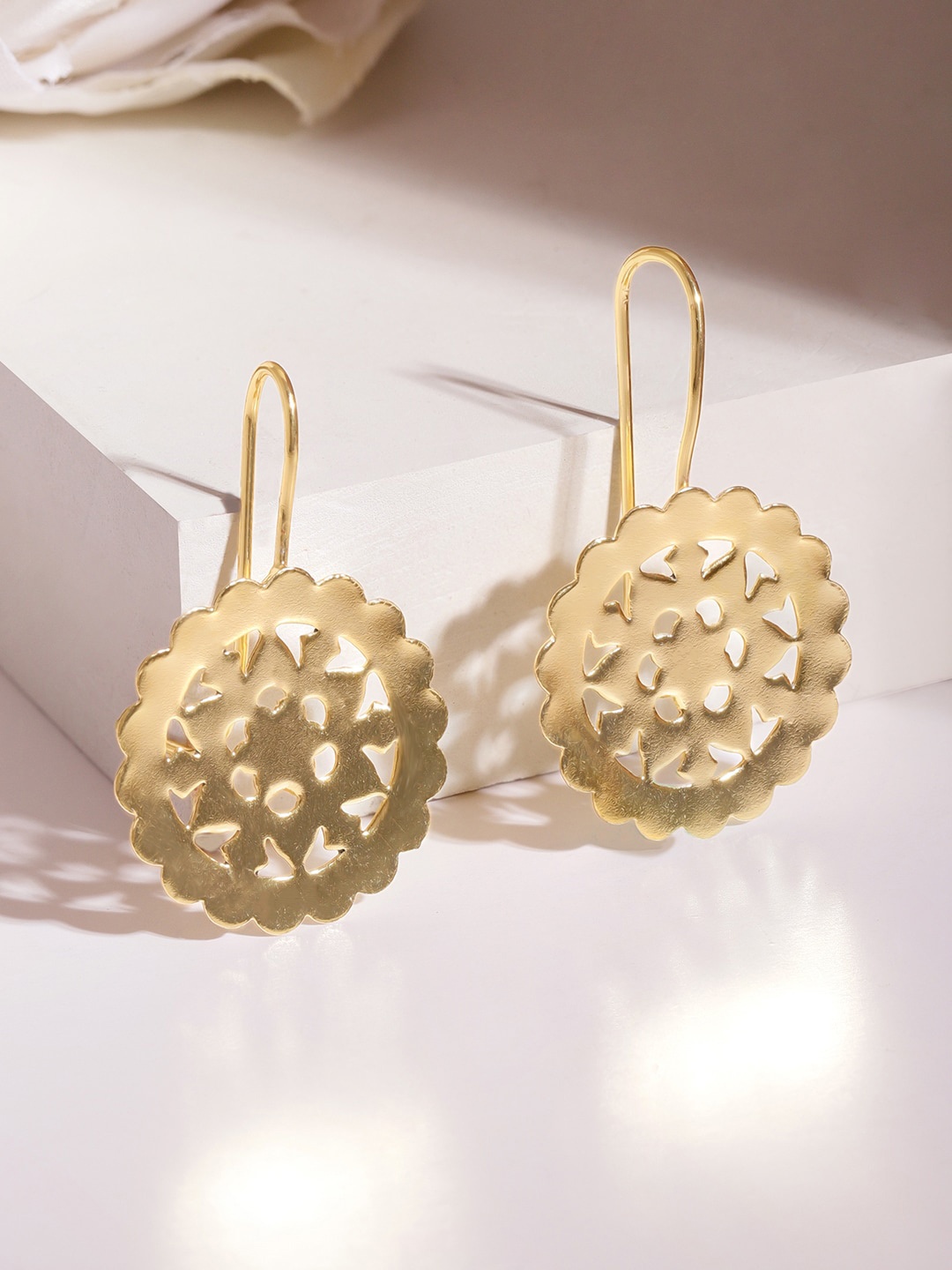 

Rubans 18 KT Gold-Plated Circular Filigree Drop Earrings