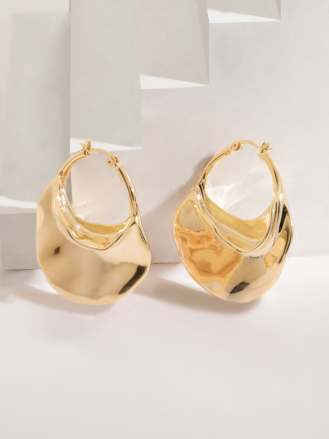 

Rubans Voguish Stainless Steel 18 KT Gold Plated Waterproof Tarnish Free Hoop Earrings