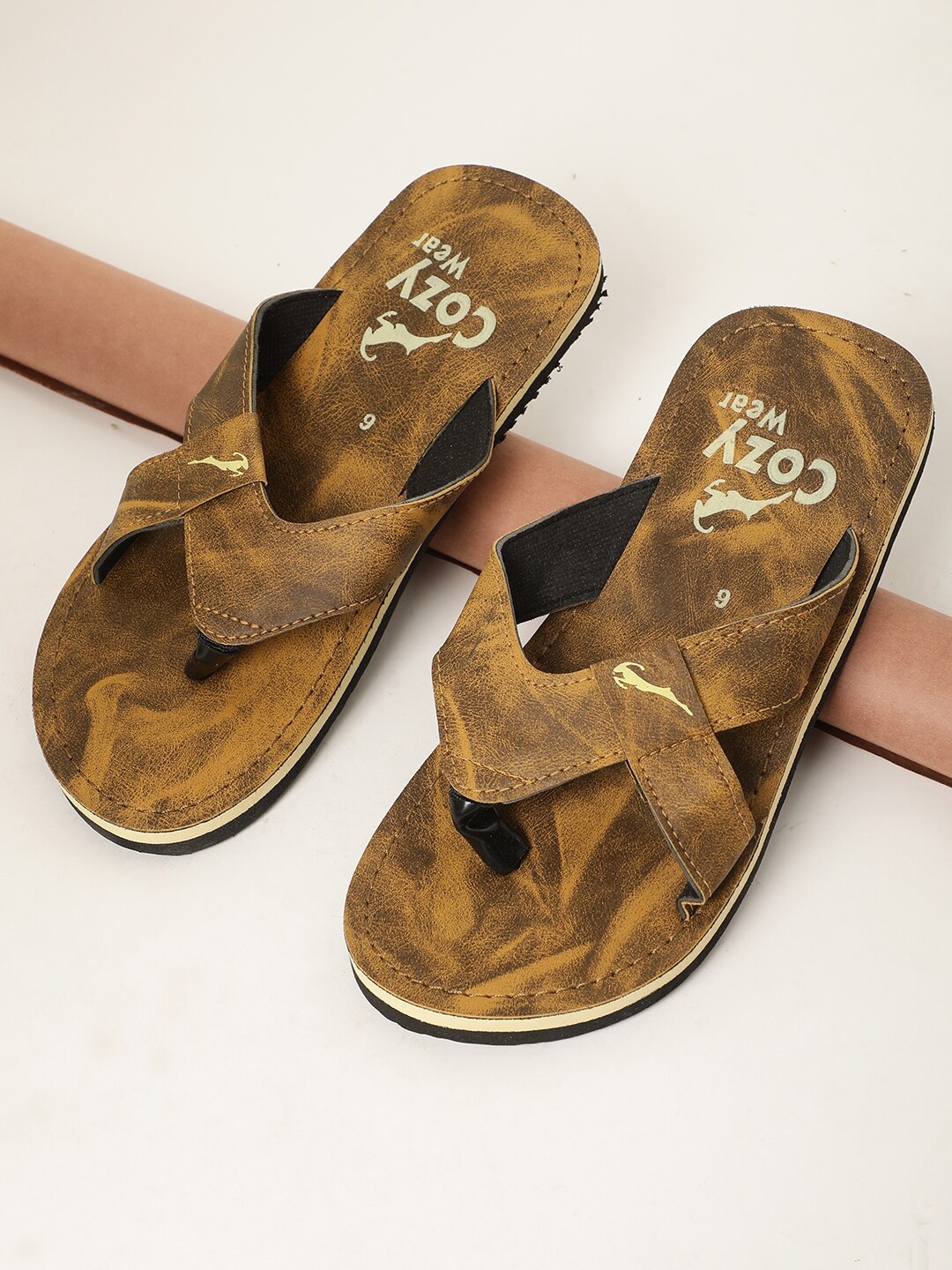 

Cozy Wear Men Printed Thong Flip-Flops, Rust