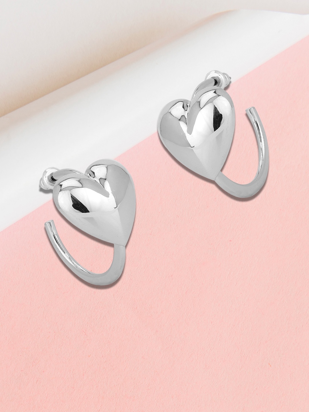 

DressBerry Silver-Plated Heart Shaped Drop Earrings