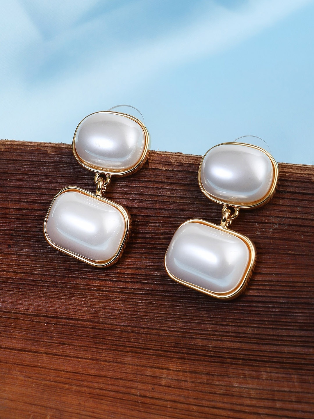 

DressBerry Gold Plated Artificial Beads-Beaded Drop Earrings