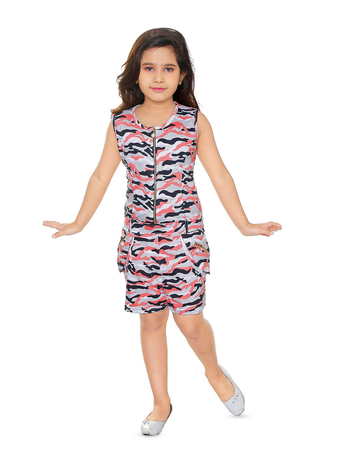 

BAESD Girls Printed Pure Cotton Playsuit, Grey