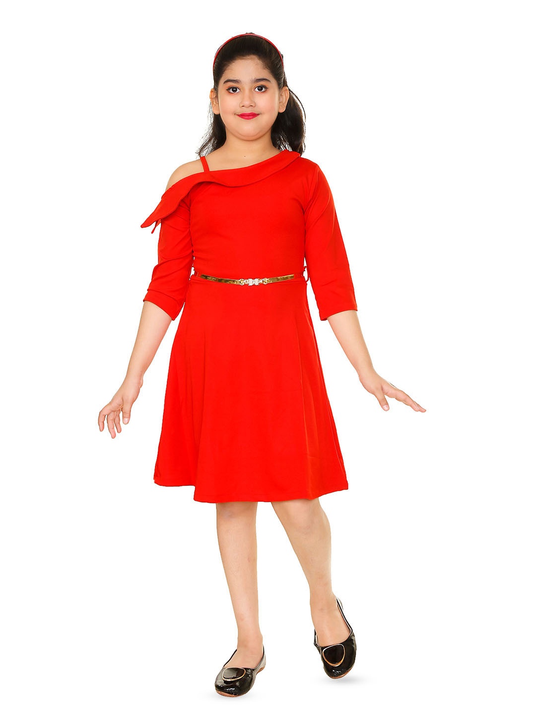 

BAESD Girls One Shoulder Fit & Flare Dress, Red