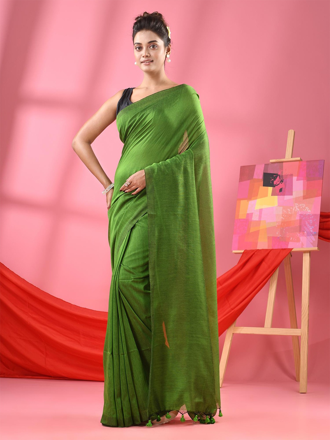 

Angoshobha Woven Design Pure Cotton Saree, Green