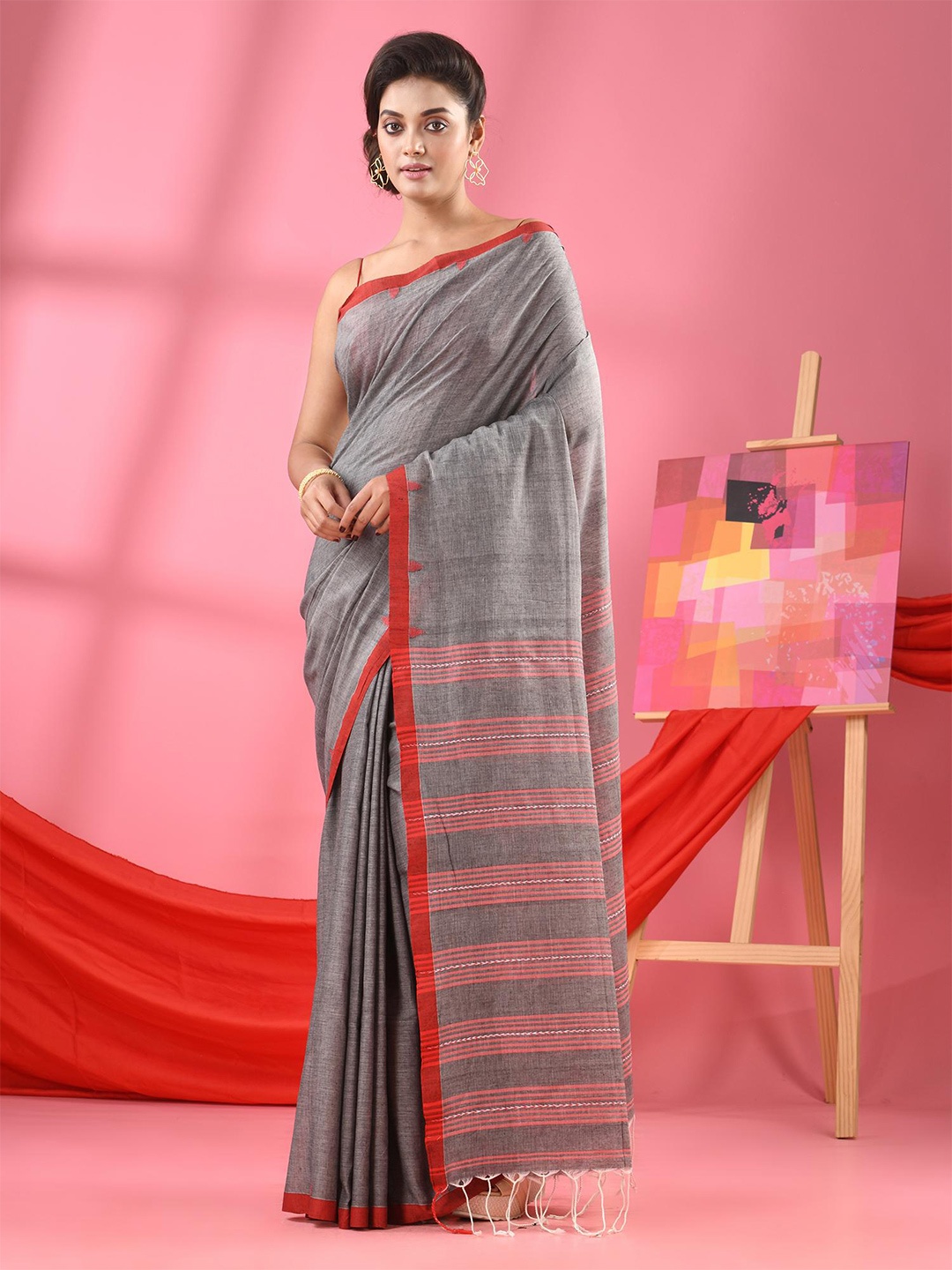 

Angoshobha Pure Cotton Saree, Grey