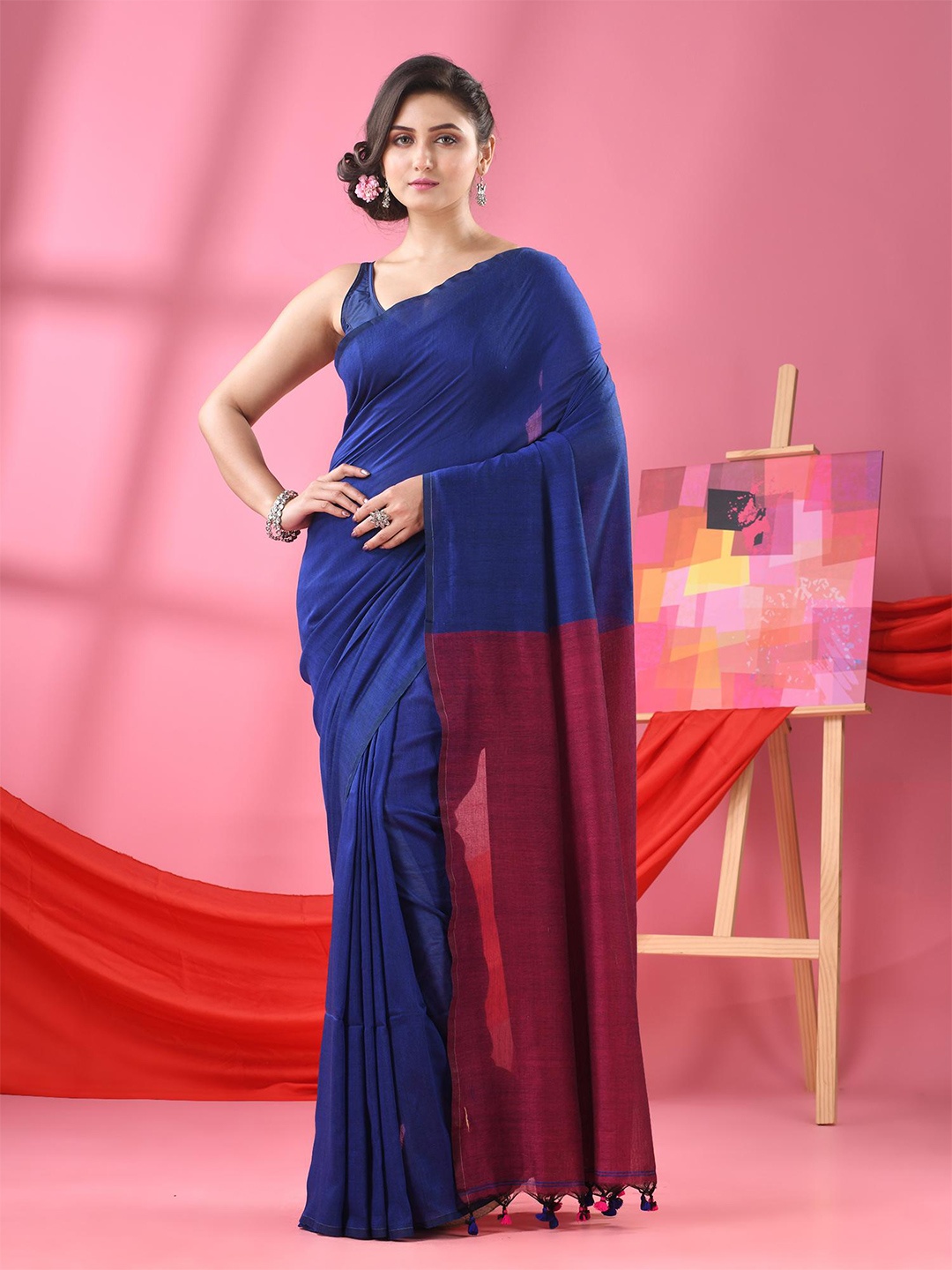 

Angoshobha Pure Cotton Saree, Blue