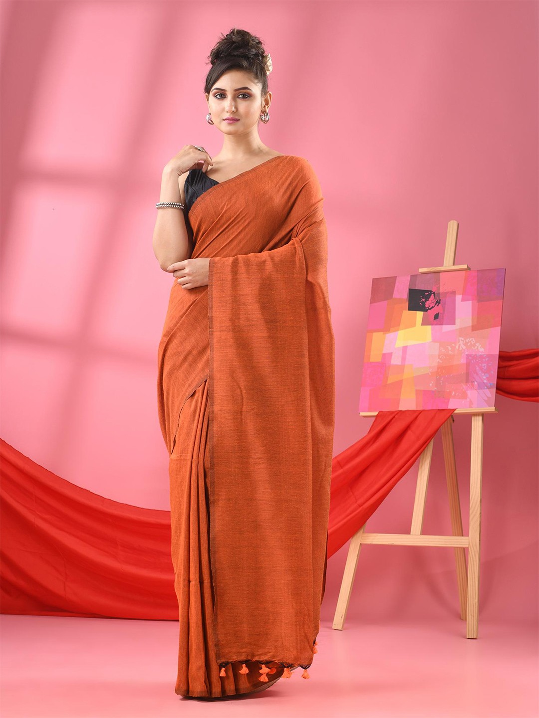 

Angoshobha Pure Cotton Saree, Orange