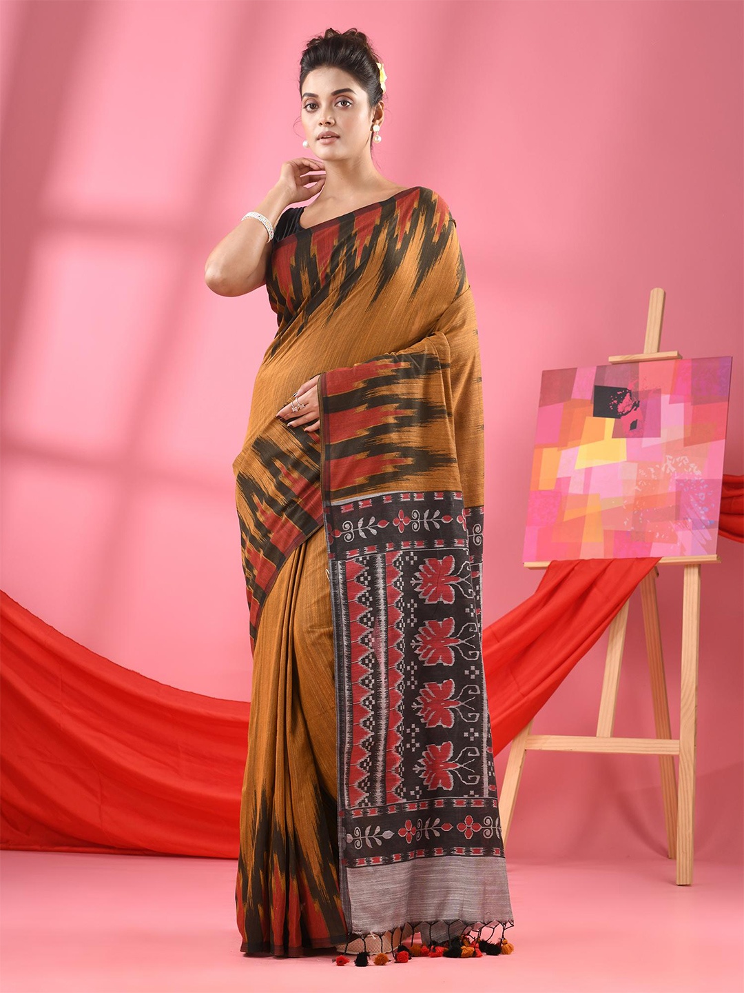 

Angoshobha Woven Design Saree, Mustard