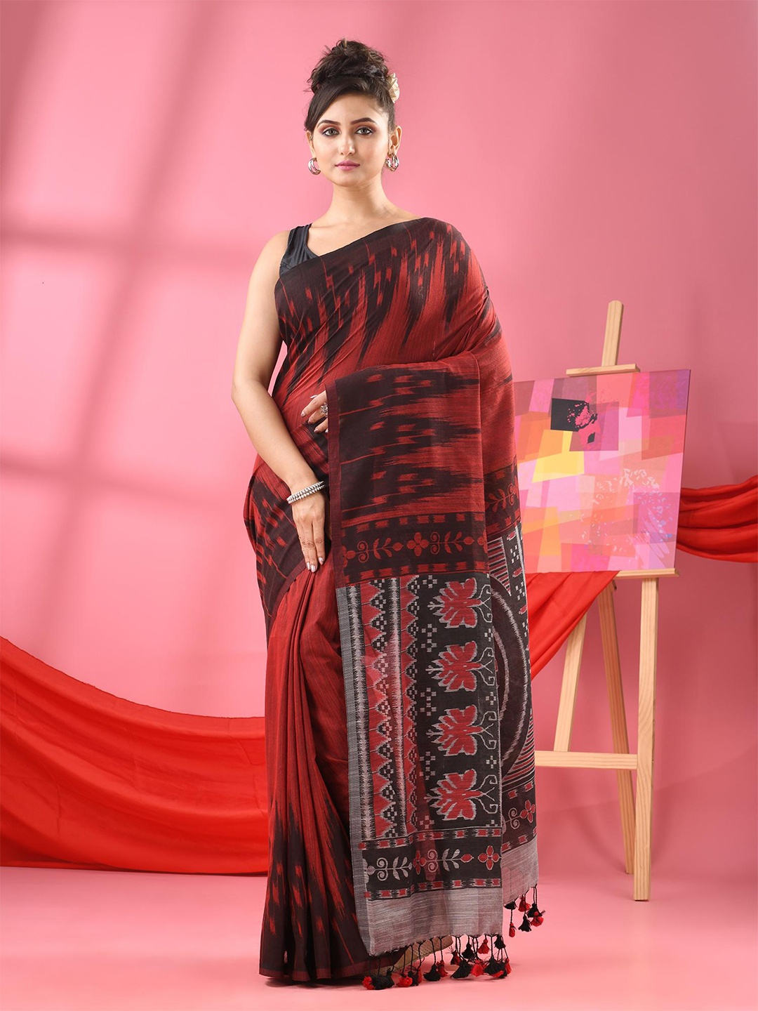 

Angoshobha Woven Design Saree, Red