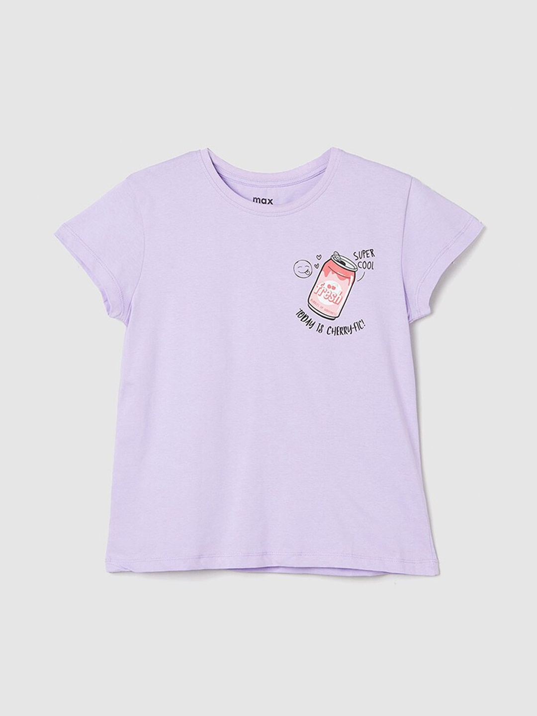 

max Girls Round Neck Cotton Casual T-shirt, Purple