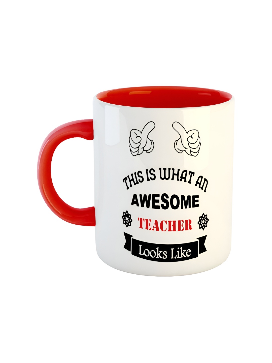 

ARTBUG Red & White Ceramic Printed Glossy Mug