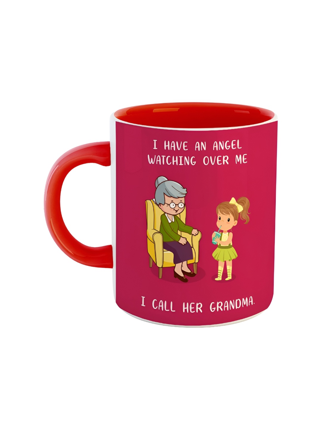 ARTBUG Red & Maroon Dishwasher Safe Printed Ceramic Glossy Mug