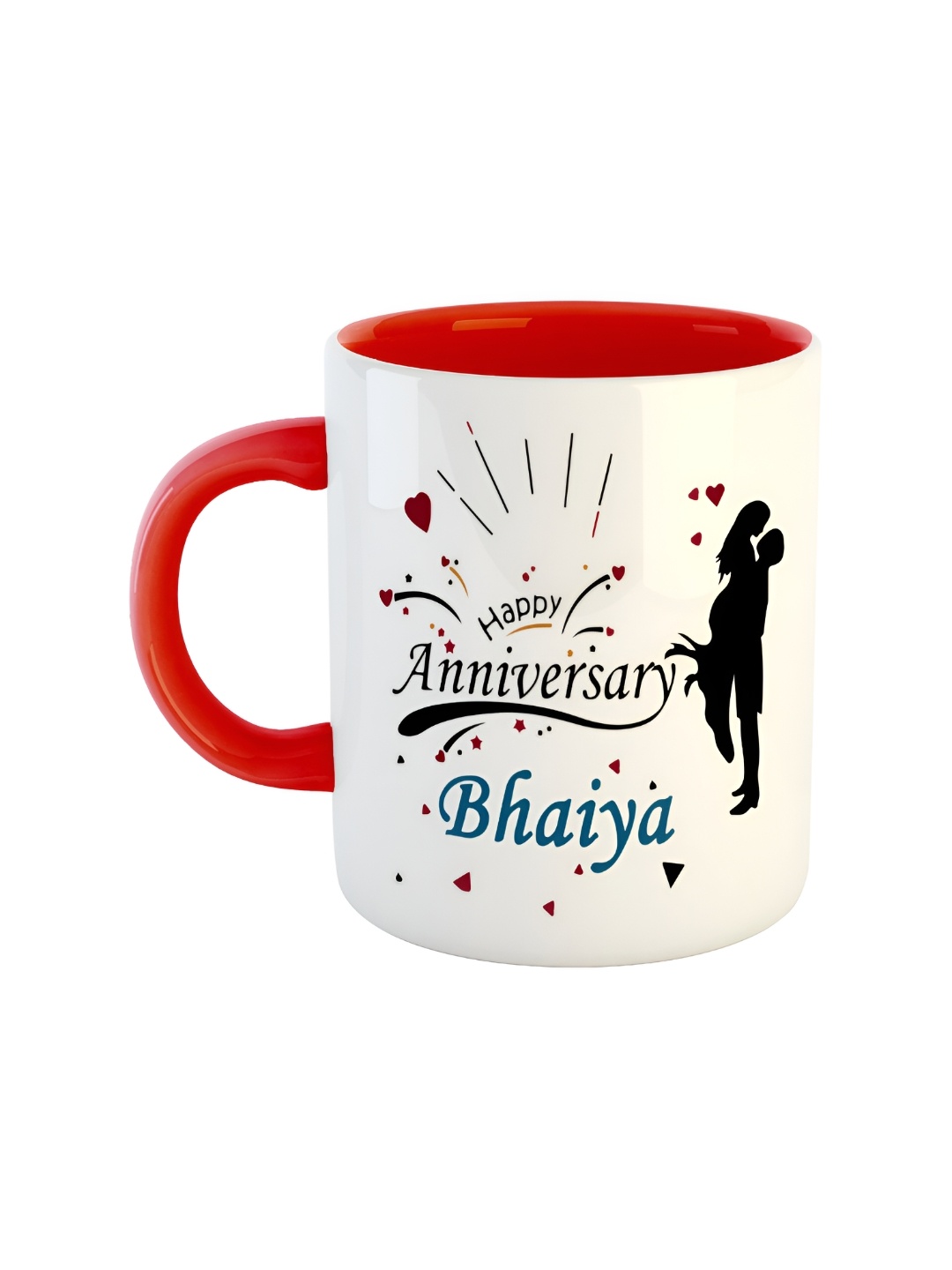 

ARTBUG Red & White Anniversary Printed Microwave Safe Ceramic Glossy Mug 350 ml