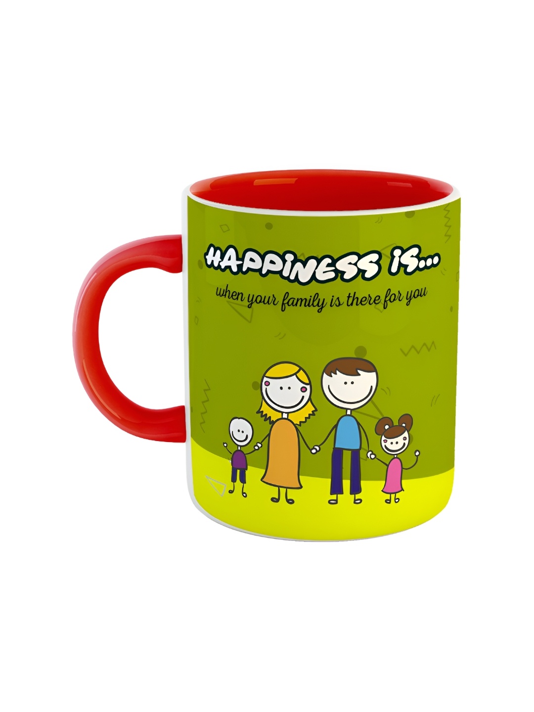 

ARTBUG Red & Green Ceramic Printed Glossy Mug
