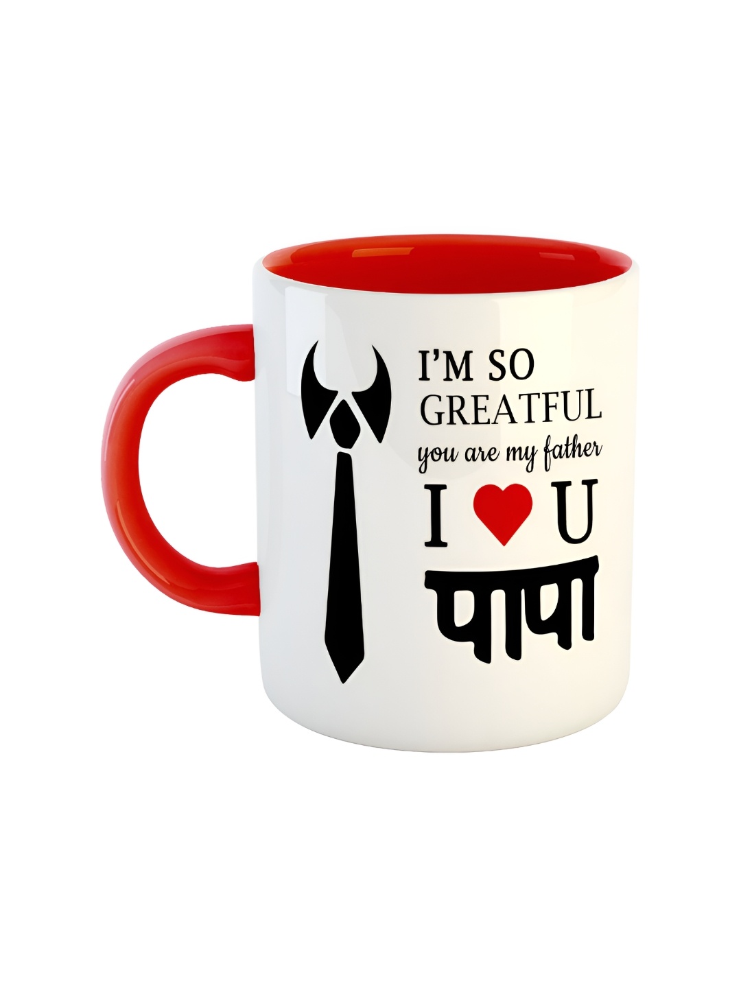 

ARTBUG Red & White I Love You Papa Printed Ceramic Glossy Mug 350 ml
