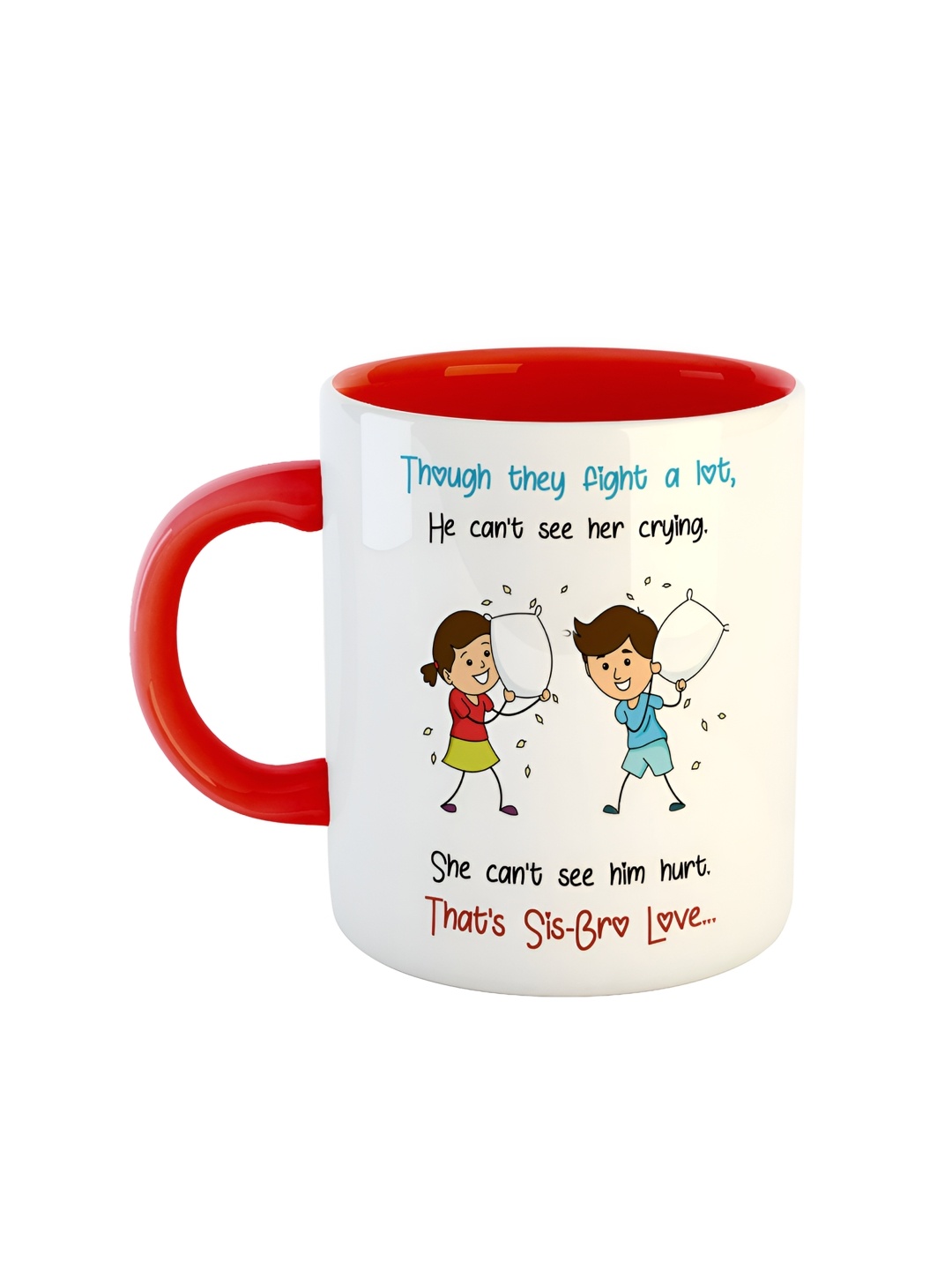 

ARTBUG Red & White Printed Ceramic Dishwasher And Microwave Safe Glossy Mug 350ml