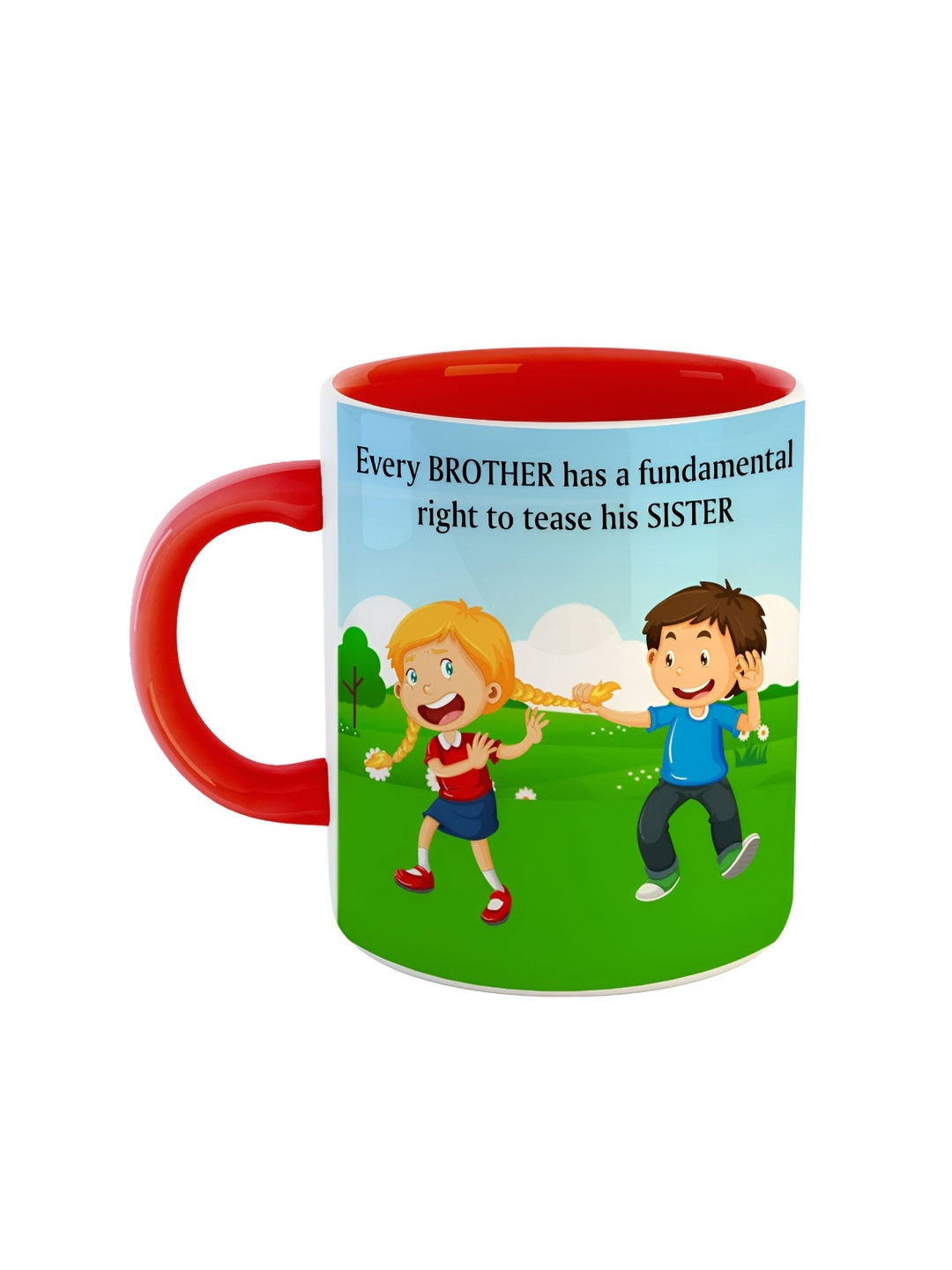 ARTBUG Red & Blue Ceramic Printed Glossy Mug